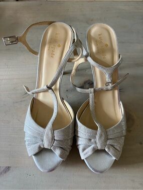 Kate Spade Elegant Metallic T-Strap Women's Dress Sandals - Silver/Champagne